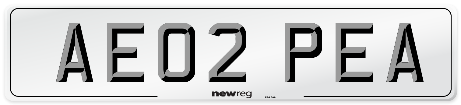 AE02 PEA Number Plate from New Reg